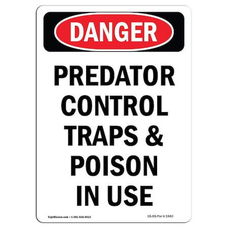 Signmission Safety Sign, OSHA Danger, 5" Height, Portrait Predator Control Traps, Portrait, 10PK OS-DS-D-35-V-1940-10PK